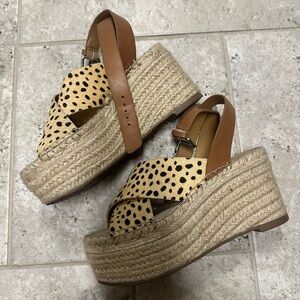 Dolce Vita Carsie Leather Leopard Calf Hair Espadrille - size 6